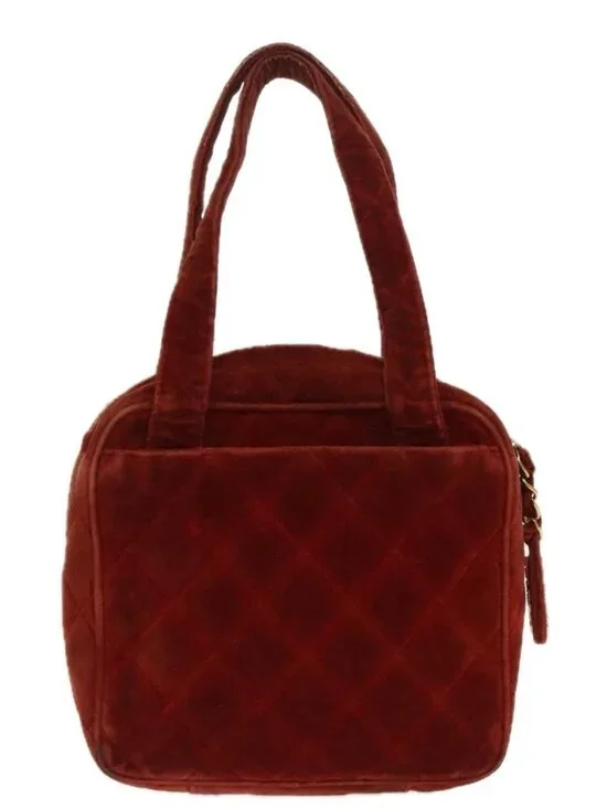 CHANEL Matelasse Hand Bag Velor Orange Gold CC Auth bs19395 - Picture 3 of 16